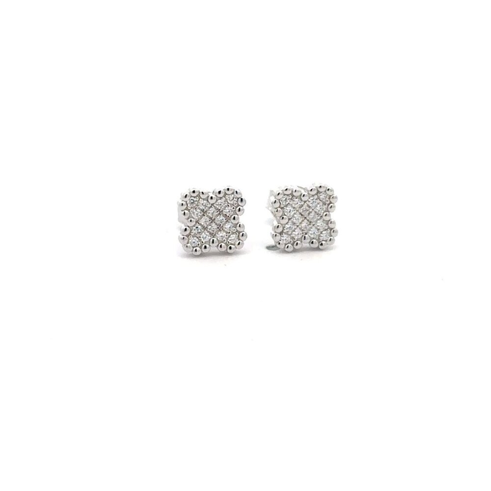 925 Sterling Silver Earrings Stud Flower Cubic Zirconia